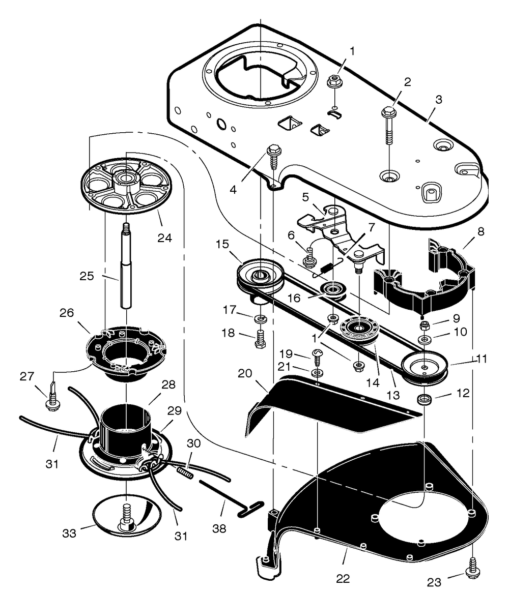 Cutting Head And Shield Diagram and Parts List for TM6000X8NC 2005 Briggs and Stratton Trimmer